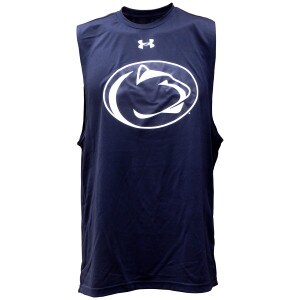 navy sleeveless Under Armour t-shirt with Penn State Athletic Logo
